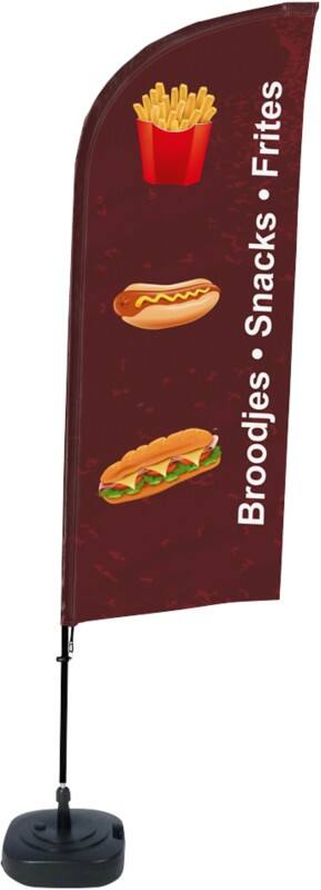 SHOWDOWN Snacks Windvorm Strandvlag 330 x 89 cm Enkel Aluminium