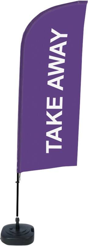 SHOWDOWN Take Away Windvorm Strandvlag Paars 330 x 89 cm Enkel Aluminium