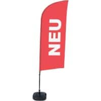 SHOWDOWN New Windvorm Strandvlag Rood 330 x 89 cm Enkel Aluminium