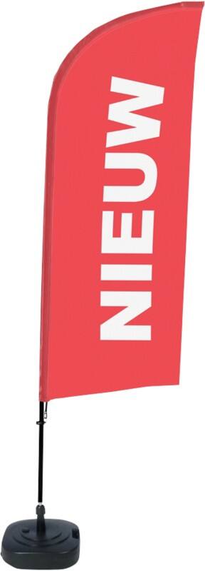 SHOWDOWN New Windvorm Strandvlag Rood 330 x 89 cm Enkel Aluminium