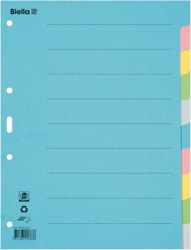 Biella Blanco Blanco tabbladen A4 Kleurenassortiment 10 tabs Karton