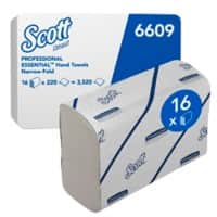 Scott Essential Papieren handdoeken Z-vouw Wit 2-laags 6609 16 Stuks à 220 Vellen