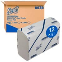 Scott Handdoek Wit 2-laags 6636 12 pakken à 220 vellen