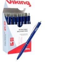 Viking Intrekbaar Balpen Blauw 0,5 mm Medium 50 Stuks