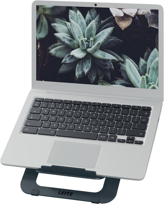 Leitz Ergo Ergonomische ultraplatte laptopstandaard 6346 hoogteverstelbaar met koelstand tot 17 inch grijs