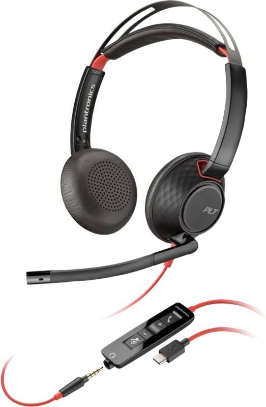 poly Blackwire 5220 Headset Over het hoofd 3,5 mm Jack, USB, USB-C Noise-cancelling microfoon Met microfoon Stereo Zwart