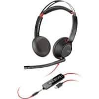 poly Blackwire Headset Over het hoofd 3.5 mm Jack, USB, USB-C Noise cancelling Microfoon Stereo 5220 Zwart