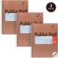 Pukka Metallic Schrijfblok A4 Geruit Dubbeldraads Zijgebonden Karton Harde rug Brons Geperforeerd 300 Pagina's Pak van 3