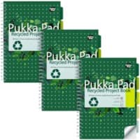 Pukka Recycled Schrijfblok A4 Geruit Dubbeldraads Zijgebonden Karton Harde rug Groen Geperforeerd 200 Pagina's Pak van 3