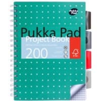 Pukka Metallic Schrijfblok B5 Geruit Dubbeldraads Zijgebonden PP (Polypropeen) Harde rug Groen Niet geperforeerd 200 Pagina's Pak van 3