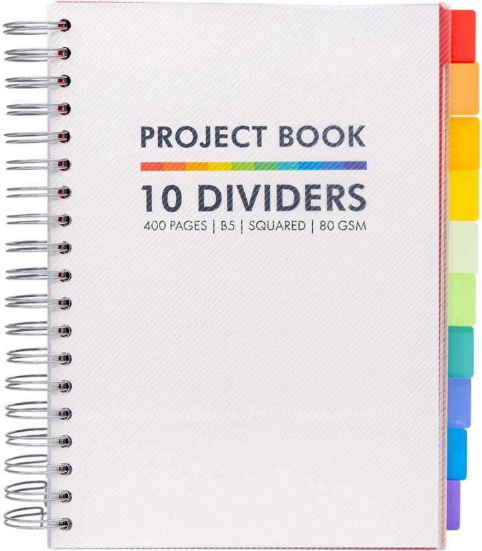 Pukka Basics Schrijfblok B5 Geruit Dubbeldraads Zijgebonden Kunststof Harde rug Wit Niet geperforeerd 400 Pagina's