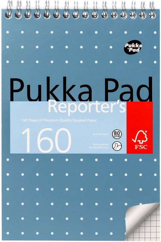 Pukka Metallic Notitieblok Geruit Dubbeldraads Bovengebonden Karton Harde rug Metallic Blauw Geperforeerd Pak van 3