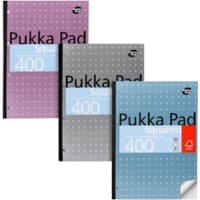 Pukka Metallic Navulblok Gelijmd A4 Geruit Karton Harde rug Kleurenassortiment Niet geperforeerd Pak van 5