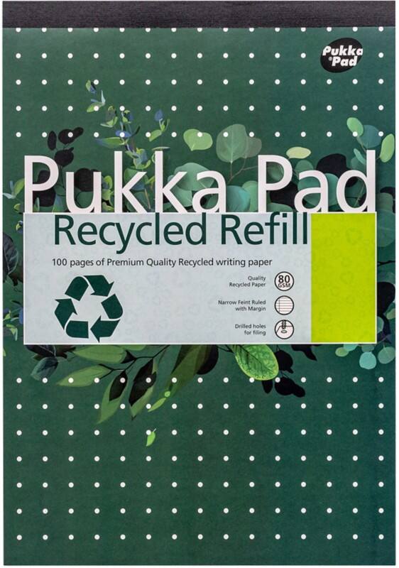 Pukka Navulblok Gelijmd A4 Gelinieerd Karton Harde rug Groen Niet geperforeerd Pak van 6