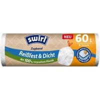 Swirl Scheurvast & Lekvrij Vuilniszakken 60 l Trekbandsluiting Transparant Kunststof 8 Stuks