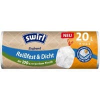 Swirl Scheurvast & Lekvrij Vuilniszakken 20 l Trekbandsluiting Transparant Kunststof 15 Stuks