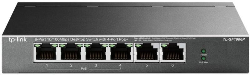 TP-LINK TL-SF1006P Netwerk Schakelaar Unmanaged Fast Ethernet (10/100) Power over Ethernet (PoE) Zwart