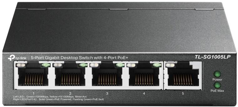 TP-LINK TL-SG1005LP Netwerk Schakelaar Unmanaged Gigabit Ethernet (10/100/1000) Power over Ethernet (PoE) Zwart