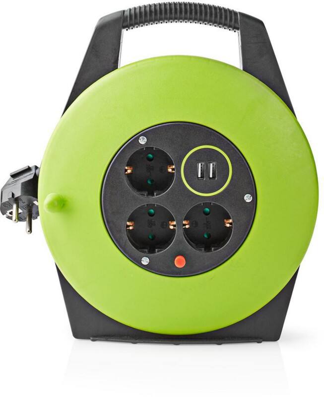 Nedis Kabelhaspel 3 stopcontacten 10 m