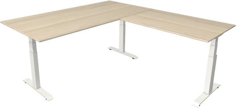 Kerkmann Elektronisch In Hoogte Verstelbaar Zit-sta-bureau Esdoorn T-poot 0 lades 0 ladeblokken 2.000 (B) x 2.200 (D) x 1.290 (H) mm Hout, Metaal