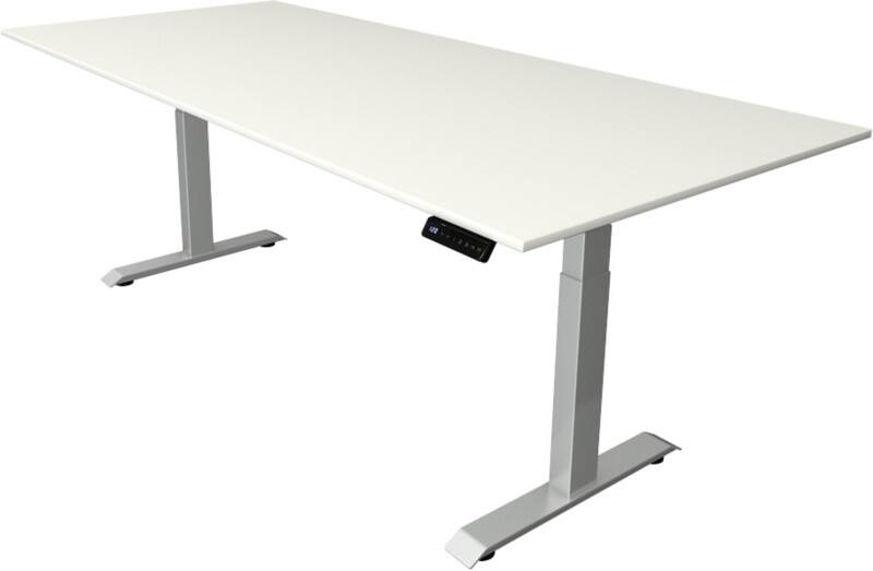 Kerkmann Elektronisch In Hoogte Verstelbaar Zit-sta-bureau Wit T-poot 0 lades 0 ladeblokken 2.250 (B) x 1.000 (D) x 1.290 (H) mm Hout, Metaal