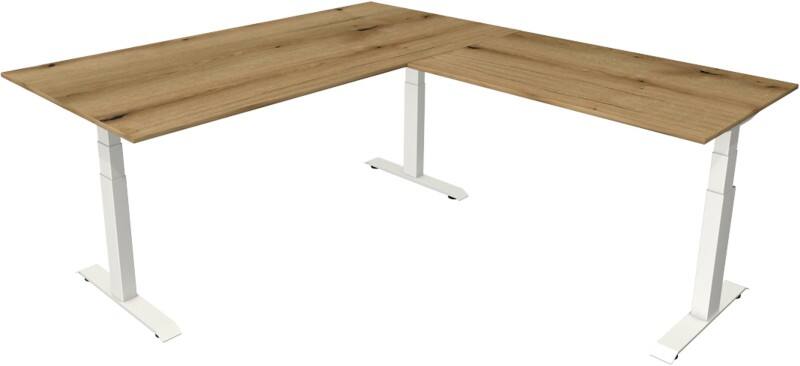 Kerkmann Elektronisch In hoogte verstelbaar Zit-sta-bureau Eiken T-poot 0 lades 0 ladeblokken 2.000 (B) x 2.200 (D) x 1.290 (H) mm Hout, Metaal