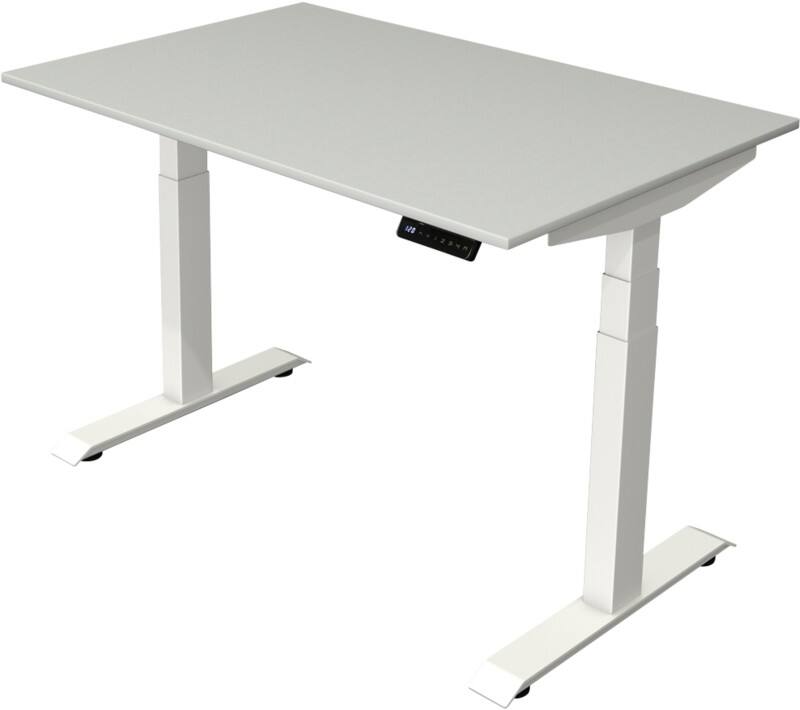 Kerkmann Elektronisch In hoogte verstelbaar Zit-sta-bureau Lichtgrijs T-poot 0 lades 0 ladeblokken 1.200 (B) x 800 (D) x 1.290 (H) mm Hout, Metaal