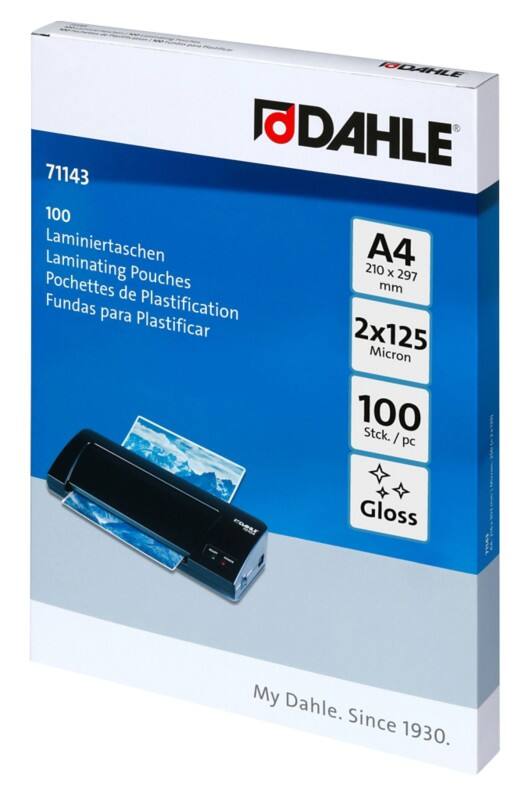 Dahle Lamineerhoezen A4 Glanzend 125 (2 x 125 micron) Transparant 100 Hoezen
