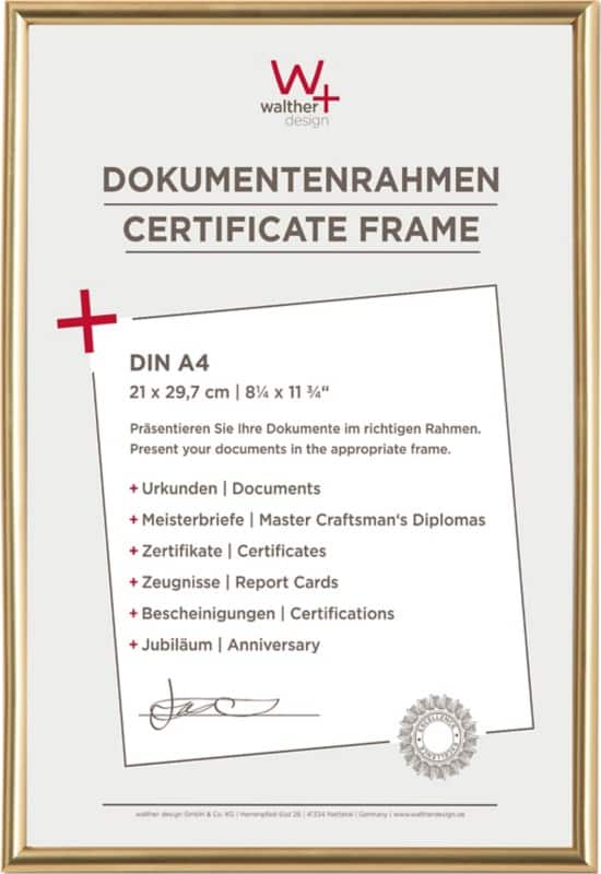 walther design A4 Fotolijst Goud KG130H 22,1 (B) x 1,9 (D) x 30,8 (H) cm KG130H