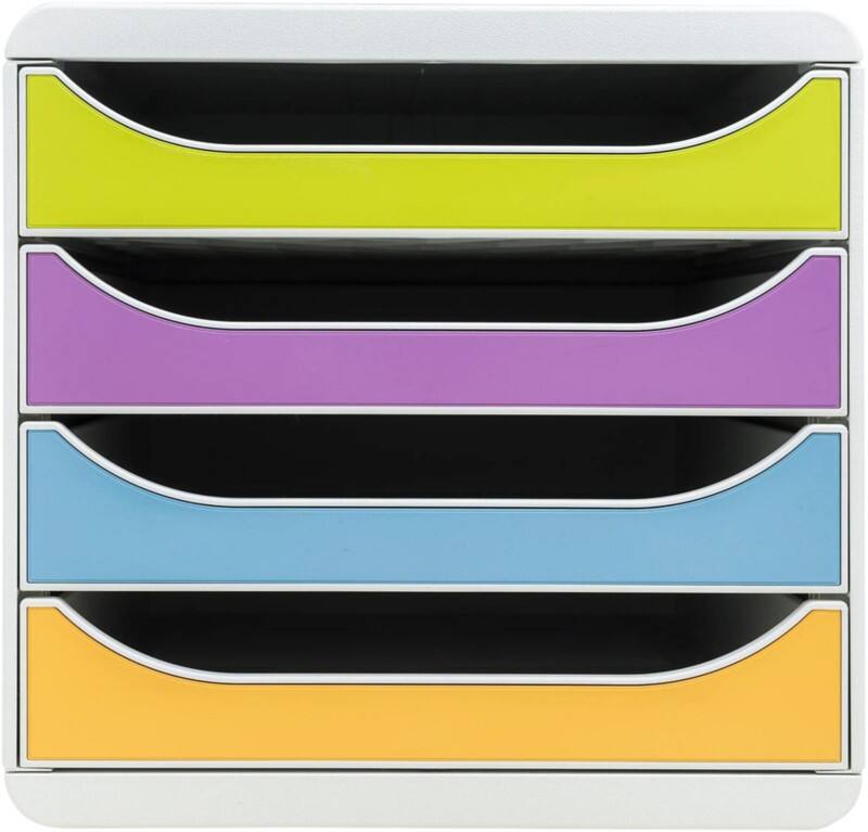 Exacompta Pop'N Co Ladekastje Kunststof Kleurenassortiment 4 Lades 27,8 x 34,7 x 26,7 cm A4+