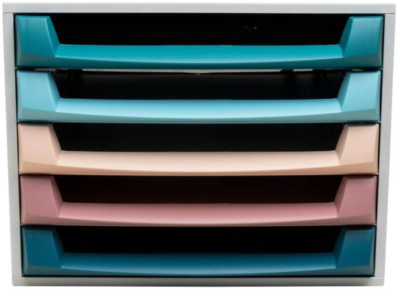 Exacompta Skandi Ladekastje Kunststof Kleurenassortiment 5 Lades 28,4 x 38,7 x 21,8 cm A4+