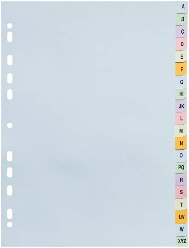 Exacompta Forever Alfabetische tabbladen A4 Kleurenassortiment 20 tabs Karton 11 Gaten 2621E