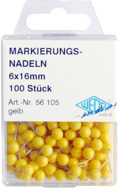 WEDO Landkaartpunaises Metaal Geel 100 stuks