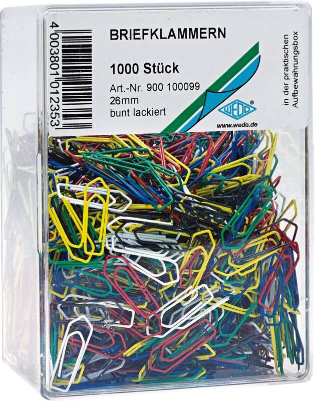 WEDO Paperclips Metaal 68 mm Kleurenassortiment 1000 stuks