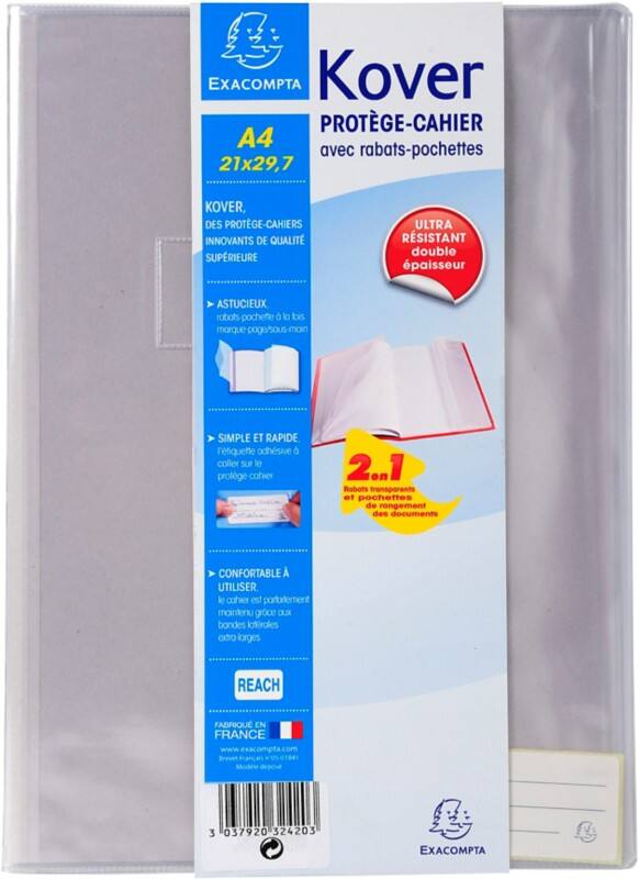 Exacompta Kover Boekenkaft A4 Kunststof, PVC (Polyvinylchloride) Transparant 60 Stuks