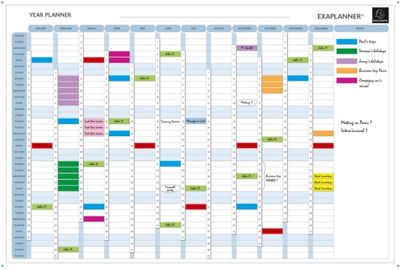 Exacompta Exaplanner Jaarplanner Wandmontage 1 jaar per pagina Engels 90 (B) x 3,4 (D) x 59 (H) cm Wit