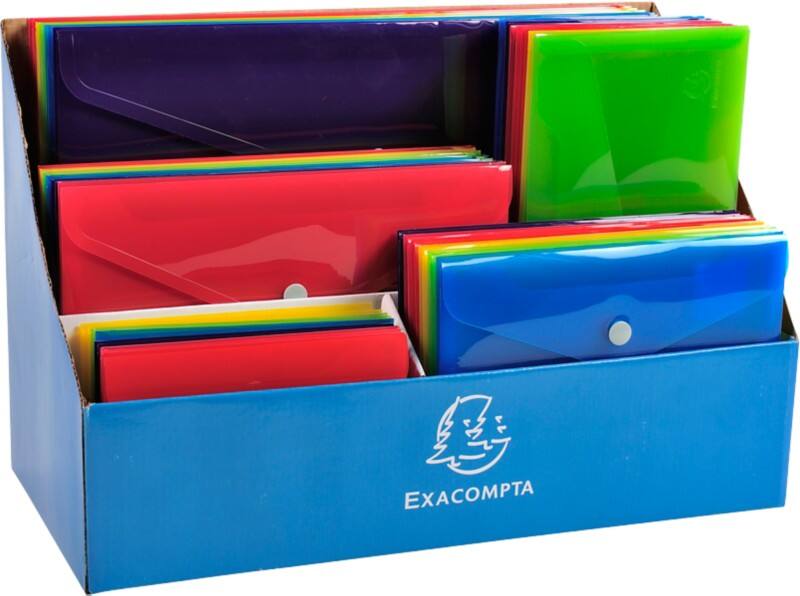 Exacompta Iderama PP (Polypropeen) Documentmap + Display 34480E Drukknop PP (Polypropeen) Staand en Liggend 17 (B) x 24 (D) x 37 (H) cm Kleurenassortiment Pak van 60