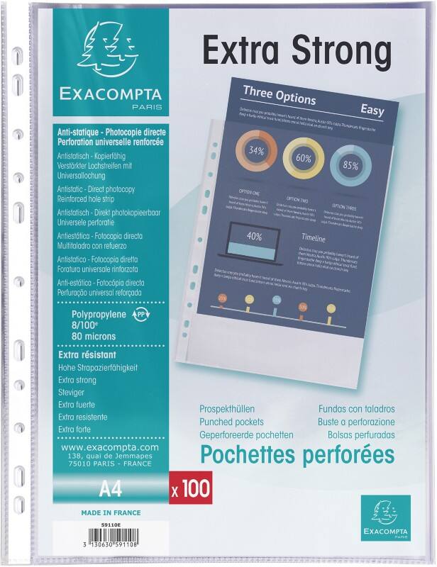 Exacompta Showtassen Reliëf Transparant 11 Gaten 59110E 500 Stuks