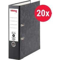 Viking Ordner A4 staand 80 mm Zwart 2 ringen 6180 Karton Wolkenmarmer Staand 20 Stuks