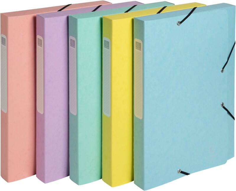 Exacompta Aquarel Archiefdoos 18560E A4 Gewafeld karton Elastiek 25 (B) x 2,5 (D) x 33 (H) cm Kleurenassortiment 25 mm 10 Stuks