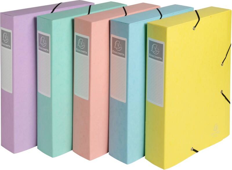 Exacompta Aquarel Archiefdoos 16460E A4 Gewafeld karton Elastiek 24,5 (B) x 0,3 (D) x 32,5 (H) cm Kleurenassortiment 60 mm 10 Stuks