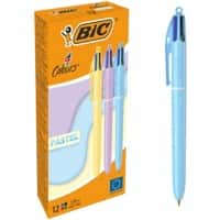 BIC Pastel 517320 Balpen Kleurenassortiment 1 mm Medium Balpen Navulbaar 12 Stuks