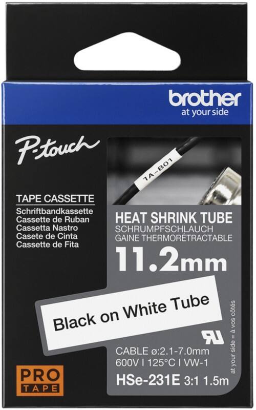Brother Etiketteertape Authentiek HSE-231E Klevend Zwart op Wit