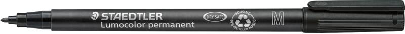 STAEDTLER Lumocolor Overheadmarker 97% Gerecycled Medium Ronde punt 1 mm Zwart Navulbaar 10 Stuks