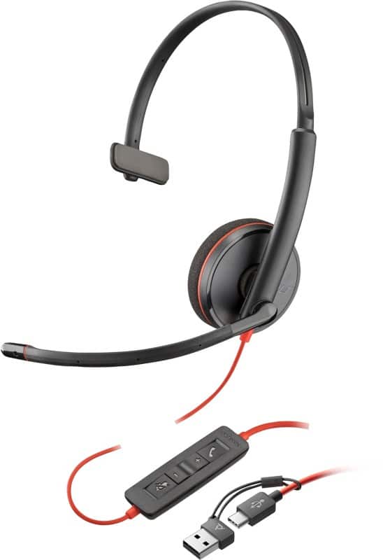 HP Poly Blackwire 3210 Headset Hoofd Met microfoon Mono Zwart