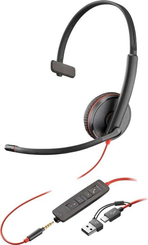 HP Poly Blackwire 3215 Headset Hoofd Met microfoon Mono Zwart