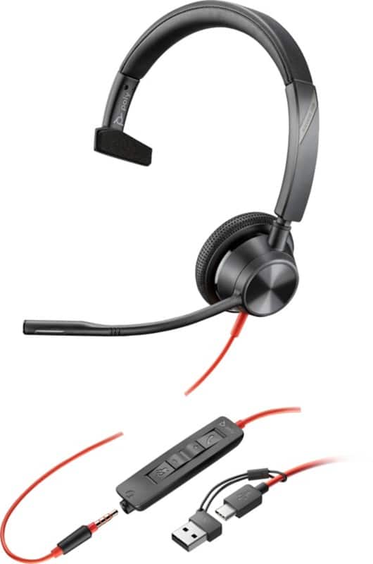 HP Poly Blackwire 3315 Headset Hoofd Met microfoon Stereo Zwart
