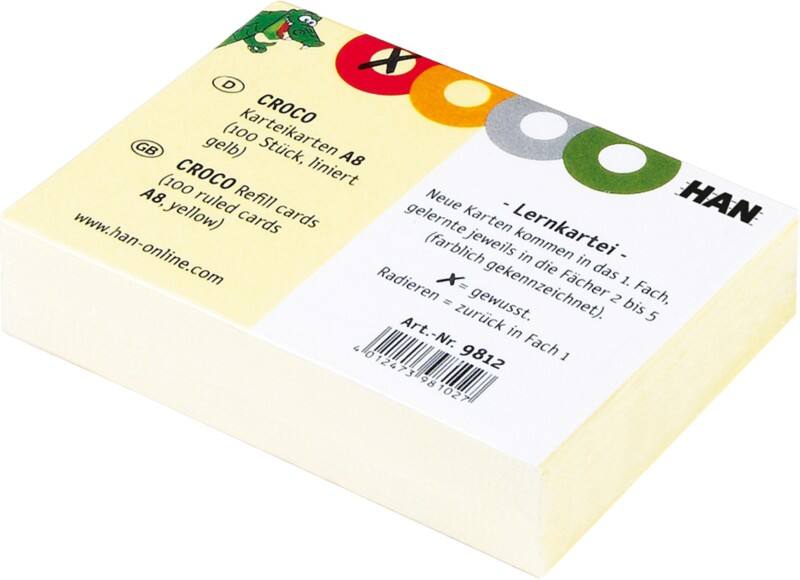 HAN Indexkaarten A8 Geel Pak van 100