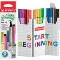 STABILO Pen 68 Viltstift Medium Kleurenassortiment 6818/8 18 Stuks