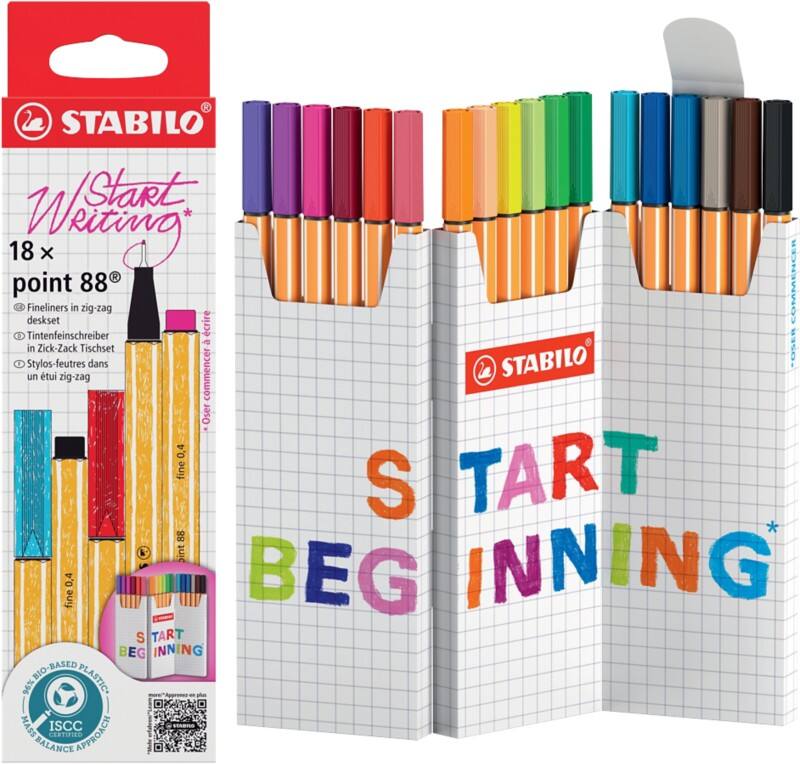 STABILO point 88 Fineliner Naaldpunt Kleurenassortiment 8818/5 18 Stuks